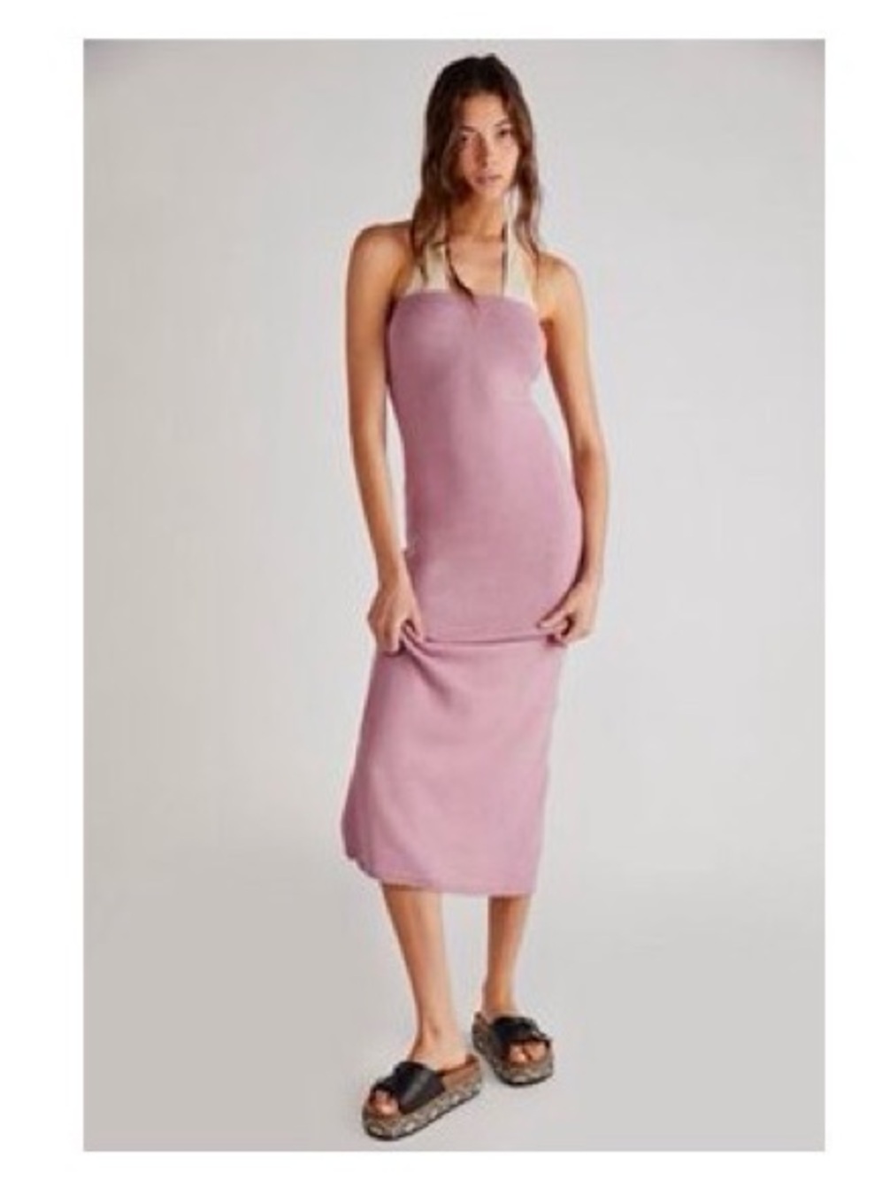 Free People Strapless Peach Knit Maxi Dress